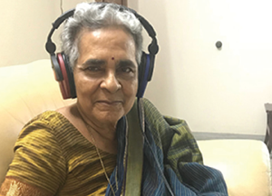 Dr. Yalamanchali’s amamamma (her mother’s mother) using the Shoebox portable audiogram.